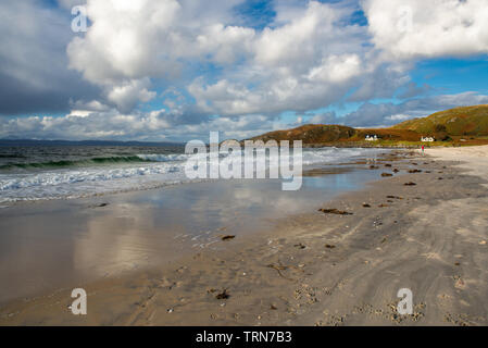 Dramatic Skies Over the Beach at Morar, Scotland Stock Photo