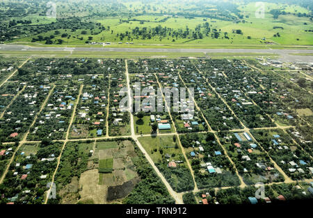 Aerial view of Port Vila built on grid lines, Efate Island, Vanuatu Stock Photo
