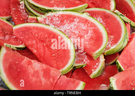 watermelon and ice ,  slices of fresh watermelon Stock Photo