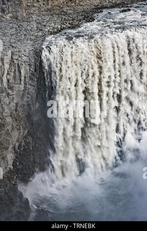 Dettifoss waterfall in the Vatnajökull National Park, NE Iceland. 44m high, it is said to be the most powerful waterfall in Europe Stock Photo