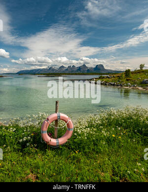 Landscape from Heroy Camping, Heroy Island, Norway, summer 2019. Stock Photo