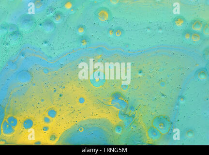 abstract marbleized effect background. mint, yellow, white and green creative colors. Beautiful paint Stock Photo