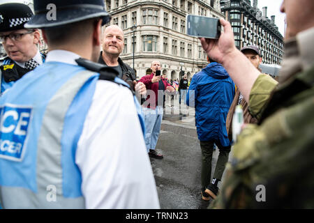 Pro Trump protesters pictured in early June, London 2019. Stock Photo