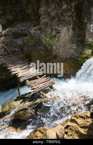 stick bridge over mountain creek in rif mountains, Talassemtane ...