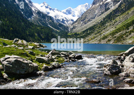 A picture of the Pyrenees at Lac De Gaube Stock Photo
