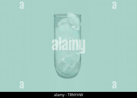 Glass filled with pure ice cubes on a clean isolated background Stock Photo