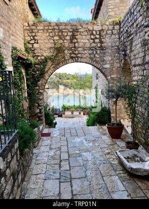 Beautiful Medieval Gate in Stari Grad old city of Ulcinj Montenegro Stock Photo