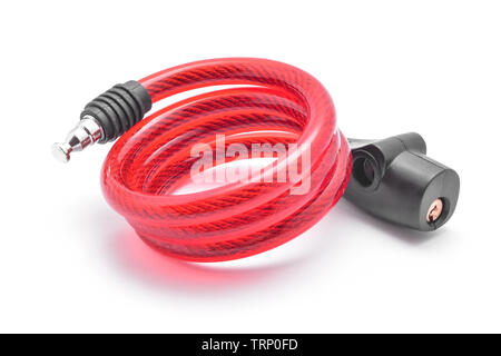 red open bicycle lock isolated on white Stock Photo