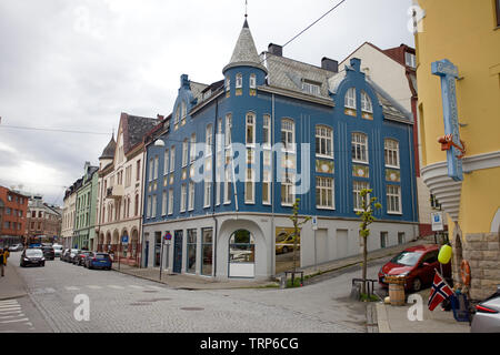 Painted buildings in the old town of Alesund, Norway Stock Photo
