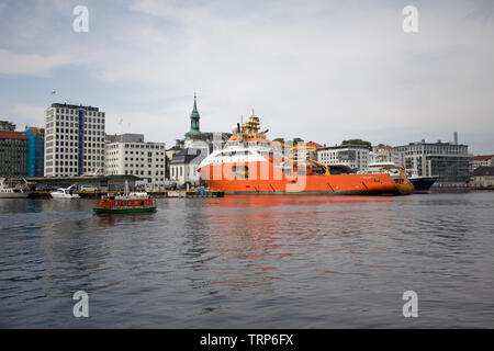 Ships around the port of Bergen, Norway Stock Photo