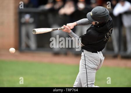 Batter making contact on a pitch. USA. Stock Photo