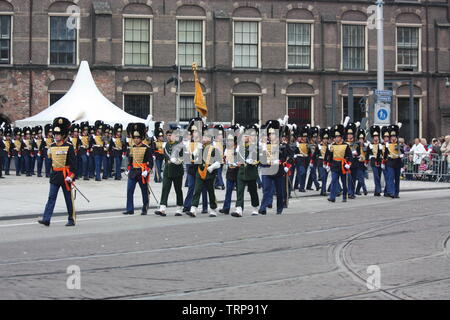 The Grenadiers and Rifles Guards Regiment of The Royal Netherlands Monarch marched in front of The Hall of Knights, Binnenhof, during Prinsjesdag Stock Photo