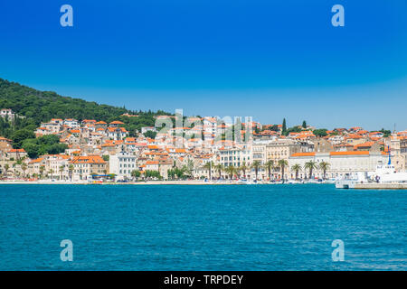 Split, Croatia, view on waterfront and old city, Adriatic coast, seascape Stock Photo