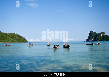 Fishermen ship preparing to find fish in the sea Stock Photo