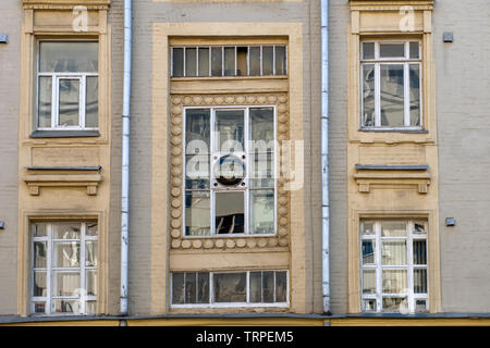 Various windows of a residential building Stock Photo