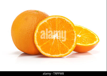 Sliced oranges isolated over a white background. Stock Photo