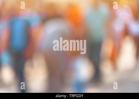 Blur city commuters walking on street, unrecognizable crowd out of focus as background for various community and people related themes Stock Photo