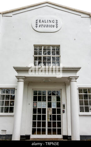 The White Lodge: front entrance to the famous Ealing Studios – the oldest working film studio in the world. Ealing Green, London W5, England, UK. Stock Photo