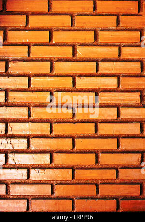 Bricks wall burnt orange background Stock Photo