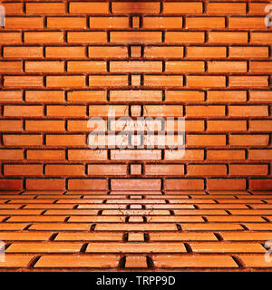 Bricks wall burnt orange background Stock Photo
