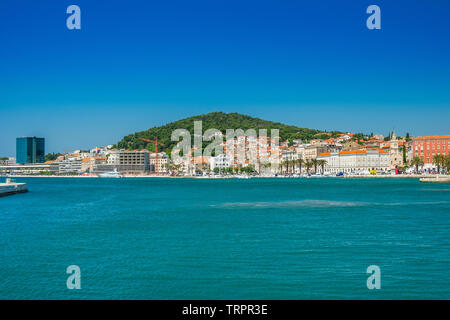 Split, Croatia, view on waterfront and old city, Adriatic coast, seascape Stock Photo