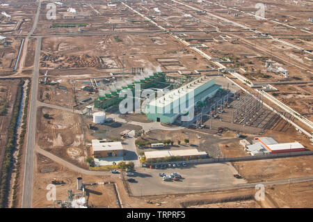 Mexicali, Baja California/MEXICO- Comision Federal de Electricidad, Cerro Prieto 4, aerial view of Geothermal power plant Stock Photo