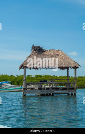 Stilt hut in the biosphere of Sian Ka'an nature reserve Stock Photo