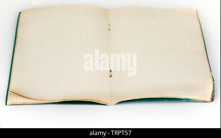 Vintage open notebook with square pages. Graf notepad. Stock Photo