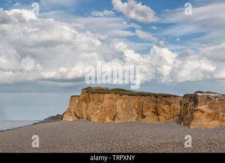 Weybourne Cliffs in the golden hour, Norfolk Stock Photo