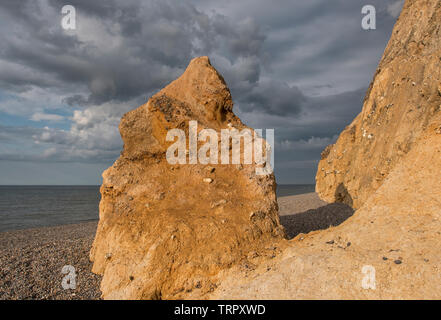 Weybourne Cliffs in the golden hour, Norfolk Stock Photo