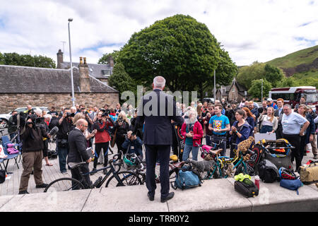 Tue 11 June 2019. Edinburgh, Scotland. Participants take part in the Support the Safer Streets Bill demonstration at the Scottish Parliament. They are campaigning to support MSP Mark Ruskell's Private Member's bill to make 20mph the default speed limit for built-up areas in Scotland (© photographer - Andy Catlin www.andycatlin.com) Stock Photo