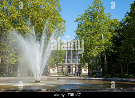 Brussels Fountain in the Parc de Bruxelles in front of the Palais de la Nation the Belgian Parliament Brussels Belgium EU Europe Stock Photo