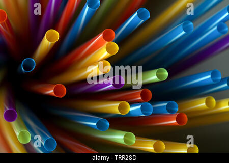 straw for drinks, background of colorful cocktail tubes. Shallow DOF Stock Photo