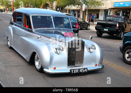 Silver Rolls Royce hot rod in Boulder City, Nevada, USA Stock Photo