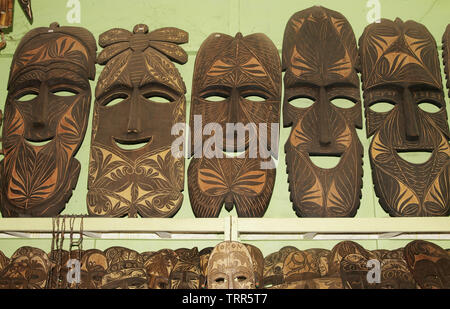 Made in Coron, Palawan, masks of native designs are on sale as island