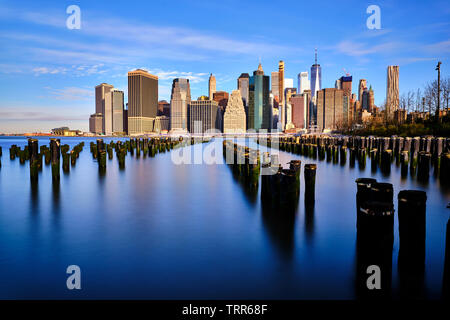 Pictured is the New York skyline from Brooklyn. Stock Photo