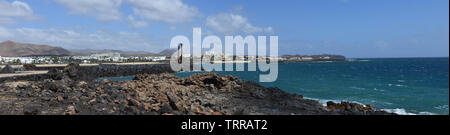 View of the Beach at Costa Teguise Lanzarote Stock Photo