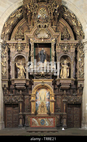 Spain, Galicia, Santiago de Compostela, Santo Domingo de Bonaval Convent, church, altarpiece, Stock Photo