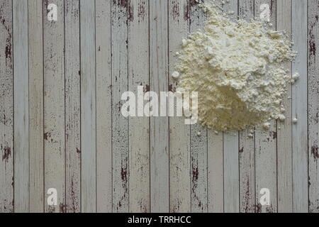 Wooden surface with flour on it Stock Photo