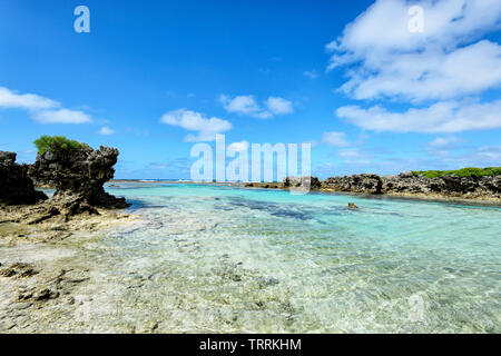 A view of the scenic coral coastline and its turquoise waters near Port Vila, Efate Island, Vanuatu, Melanesia Stock Photo