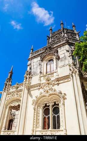 Fragment of the Palace in Quinta da Regaleira in Sintra, Portugal. Stock Photo