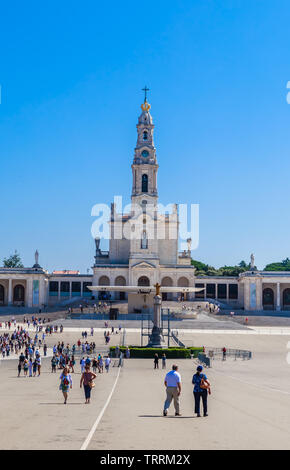 Sanctuary of Fatima, Portugal. Basilica of Nossa Senhora do Rosario in the city of Fatima. Fatima is a Major Catholic Marian Shrine Stock Photo