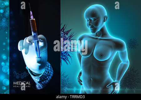 woman female human body with doctor hand Stock Photo