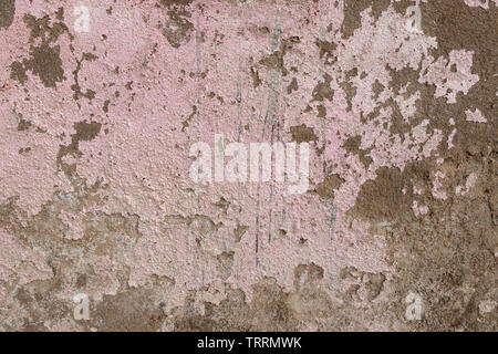 Concrete old wall plaster and paint peeled off due to mosture and aged, texture or background Stock Photo