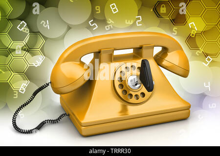 Old fashioned phone lock with key Stock Photo