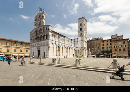San Michele in Foro, a medieval Gothic Roman Catholic basilica church in the historical centre of Lucca, Tuscany, Italy Stock Photo