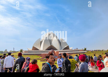 New Delhi, India - February 2019. The Lotus Temple, located in New Delhi, India, is a House of Worship completed in 1986. It serves as the Mother Temp Stock Photo