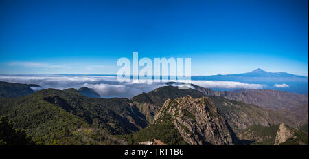 Beautiful panoramic scenery of the mountains in Garajonay National Park in La Gomera Canary Islands Spain Stock Photo