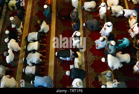 Friday prayers inside the Baitul Mukarram National Mosque in Dhaka, Bangladesh. Stock Photo