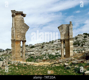 Syria. Aleppo. Church of Saint Simeon Stylites. Remains of the old door. Byzantine style. Historical photography (taken before the Syrian Civil War). Stock Photo